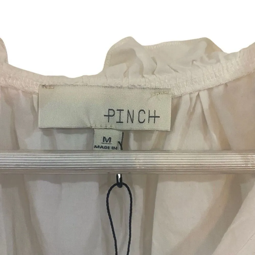 NWOT Pinch medium short flutter sleeve white neck tie blouse - Image 2