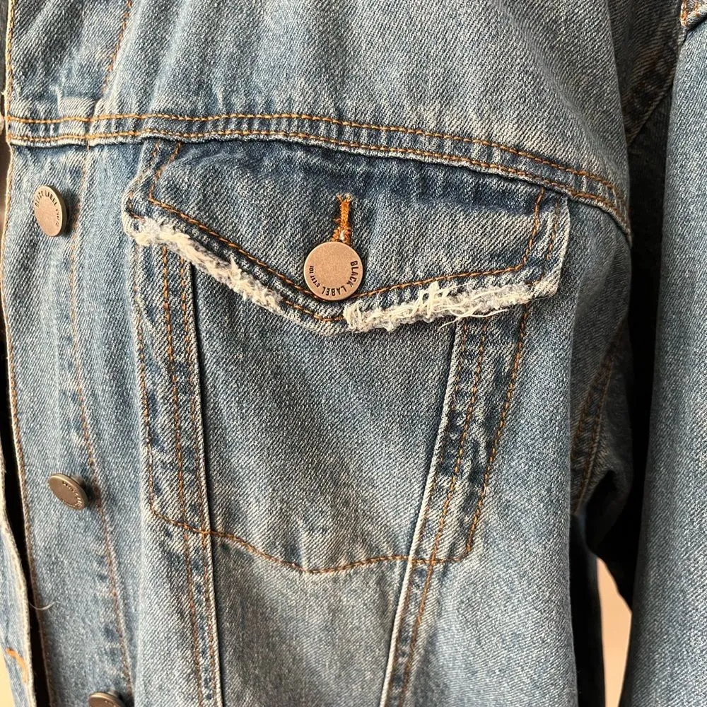 Black Label Oversized Denim Jean Jacket - AMEN - Medium Wash - Size Small - Image 5