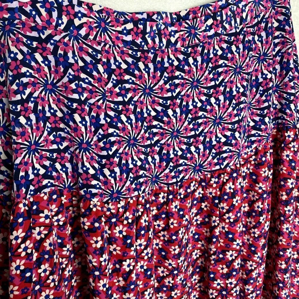 Juicy Couture Ditsy Daisy Floral Silk Maxi Skirt Size 6 Pink Red New Black Label - Image 10