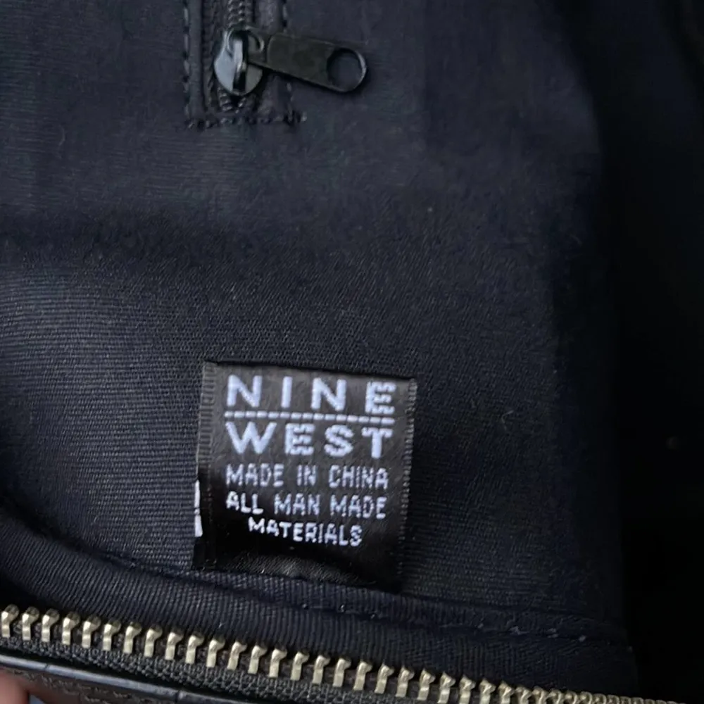 Nine West Black Faux Leather Satchel Handbag Purse 14x10x5 - Image 6