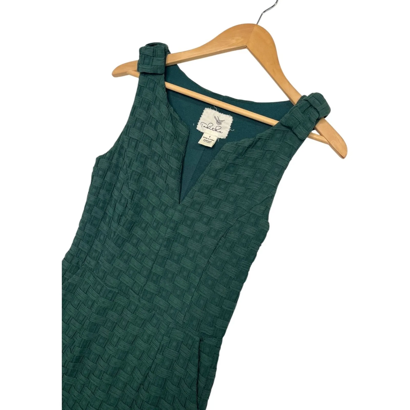 Tabitha Anthropologie Dress Womens 2 Green Textured Basketweave Sheath Classic - Image 10