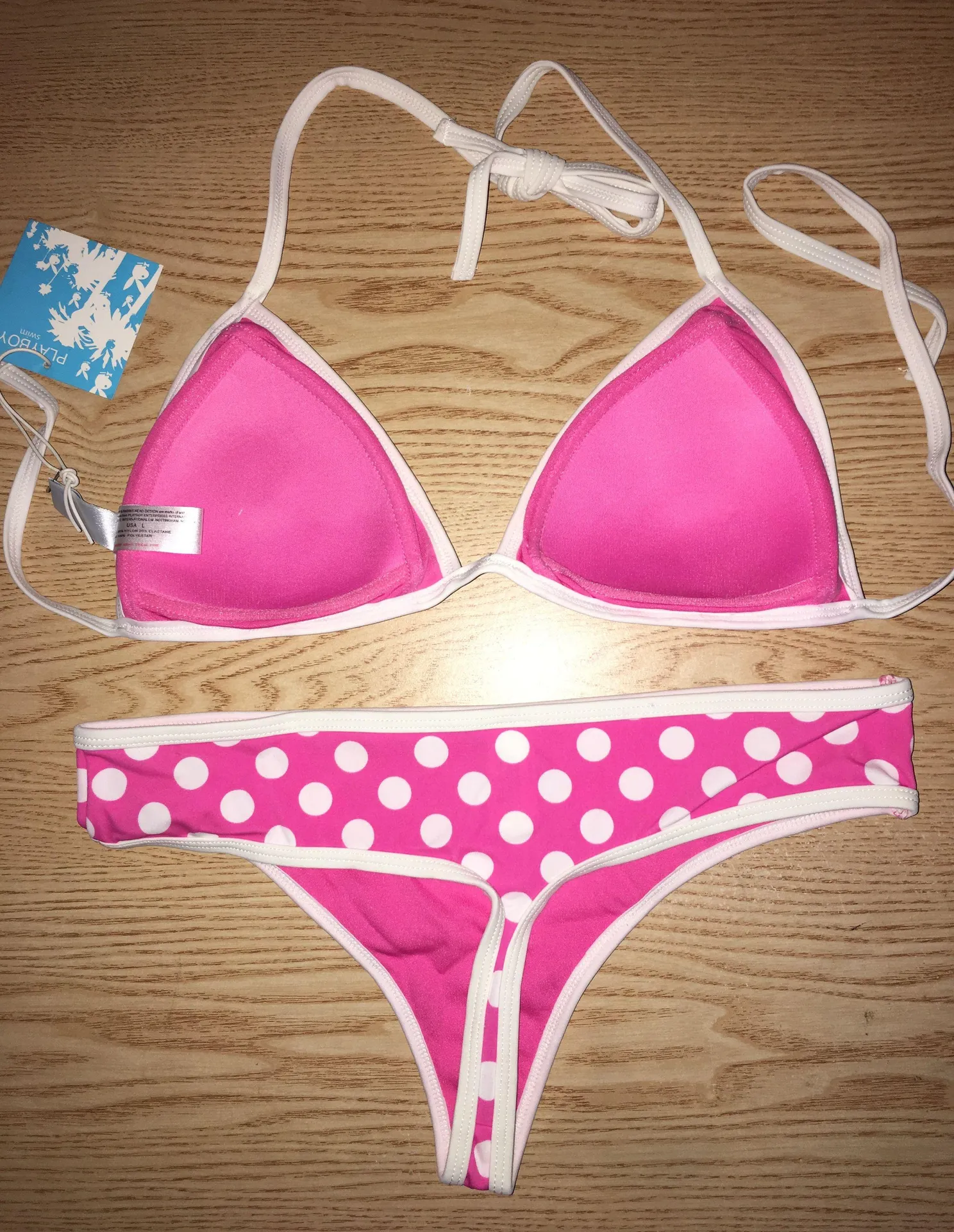 New Sexy Bikini Thong Swimsuit Polka Dot Size Large  - Image 4