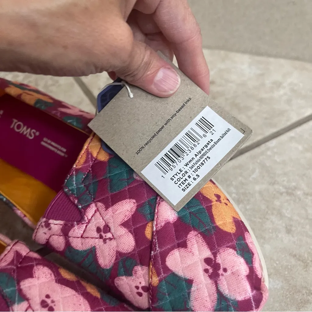 toms‎ nwt alpargata slip on shoes floral comfort net NWB size 6.5 colorful - Image 6