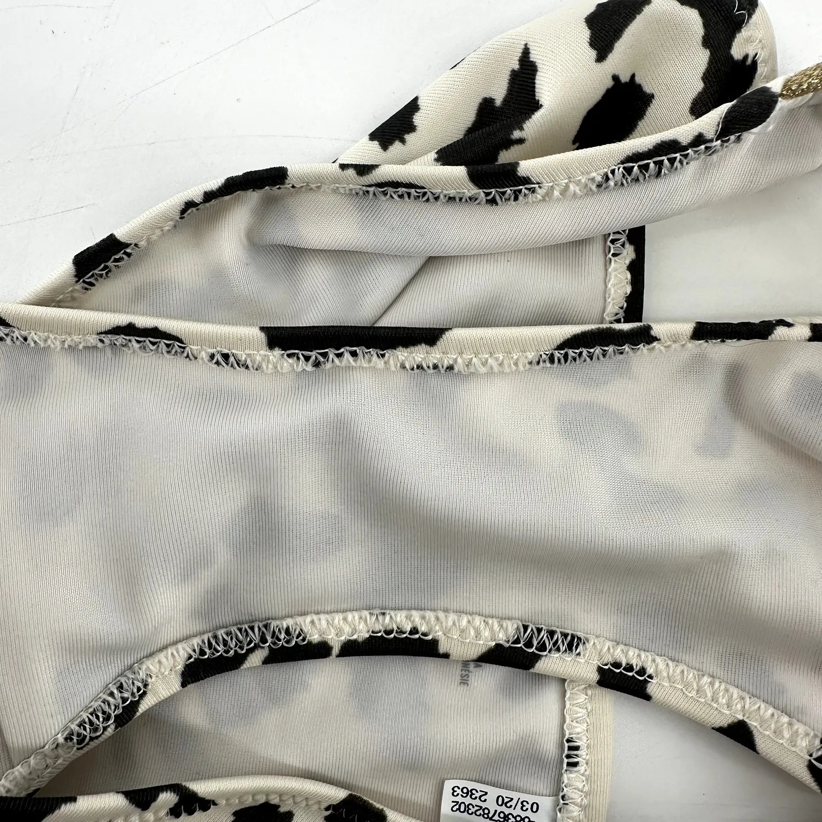 Aerie Bikini Bottom Leopard Print Side Strap Asymmetrical Metallic Gold S - Image 3