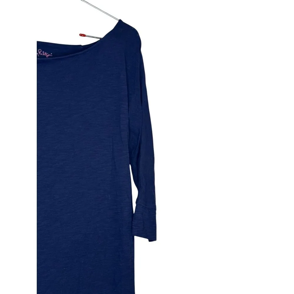 Lilly Pulitzer Women's Dress Shirt Crew Neck 3/4 Sleeves‎ Pima Cotton Blue Small - Image 2