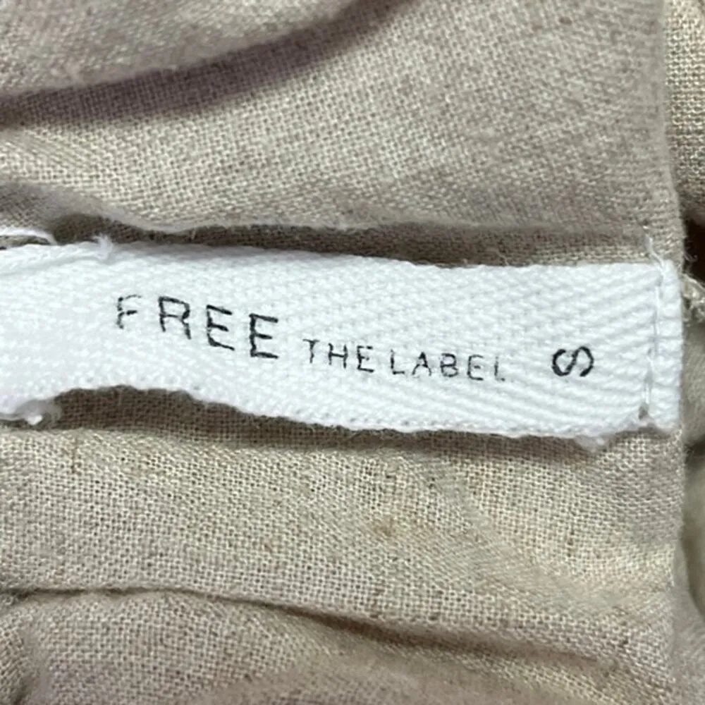 Free The Label Beige Linen Sleeveless Crop Top & High Waist Shorts 2 Piece Set S - Image 5