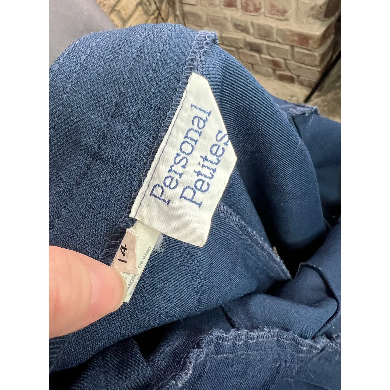 suit straight skirt wide leg pant blazer 1980s navy blue Size 14 - Image 13