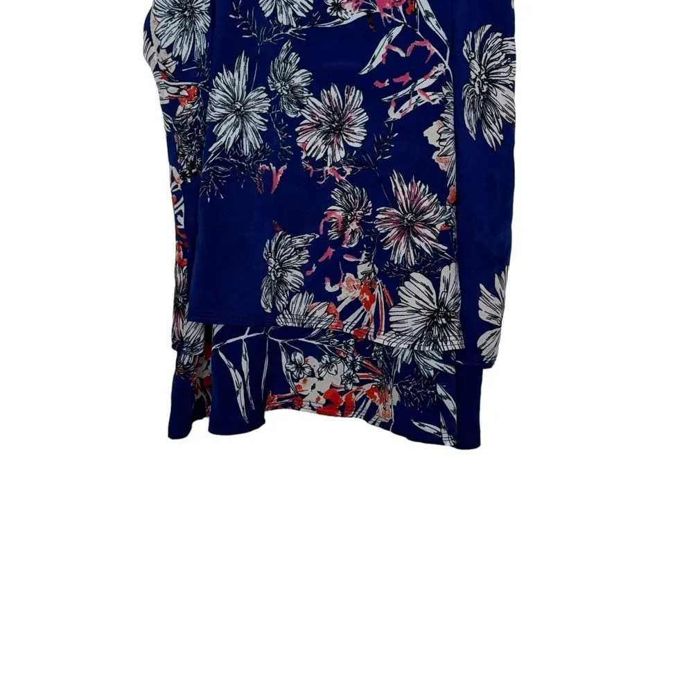 Greylin Women's Top Floral‎ Silk Halter High Neck Sleeveless Blouse Blue Small - Image 4