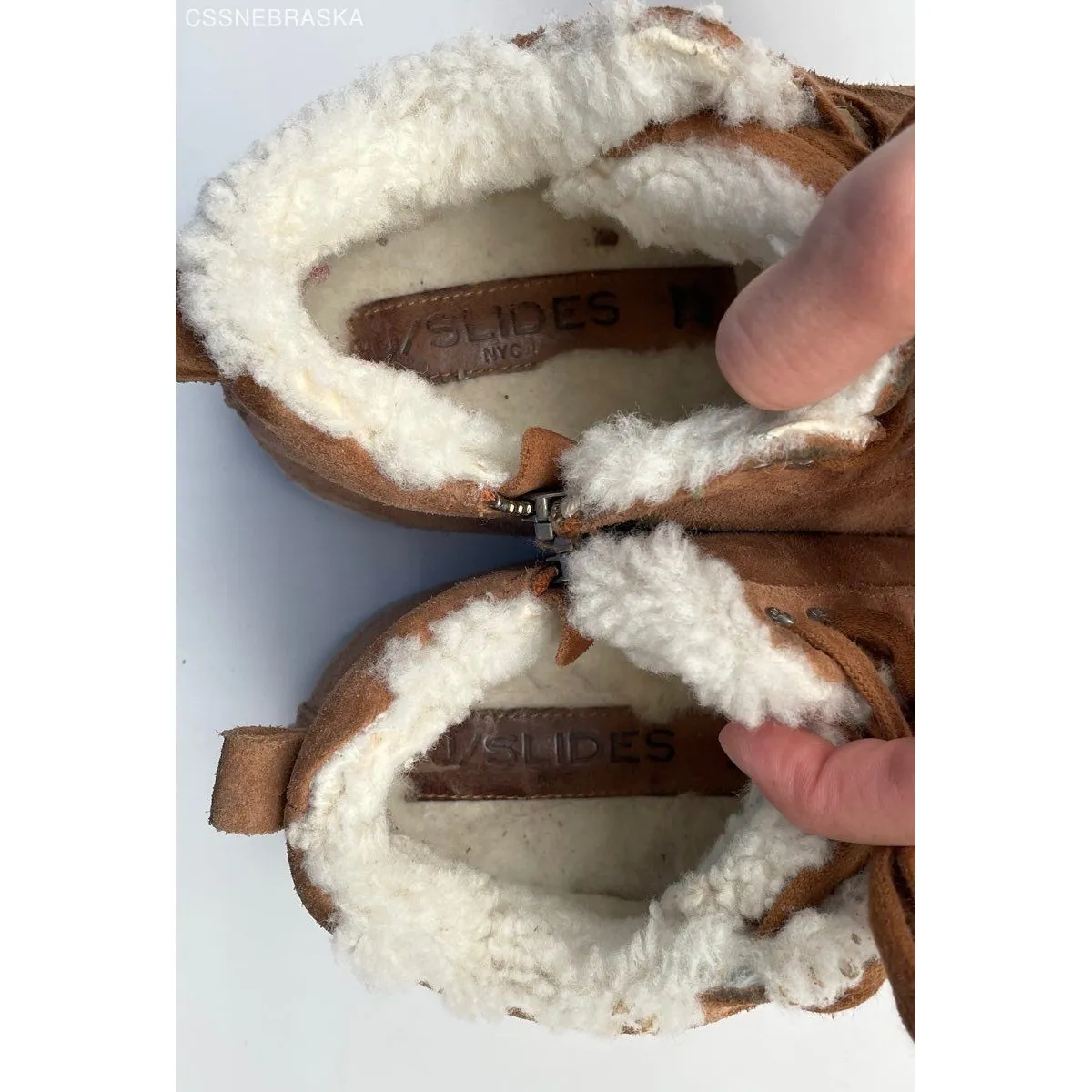 J/SLIDES Brown Leslie Shearling Trim Suede Leather Mid Top Sneakers - Image 10