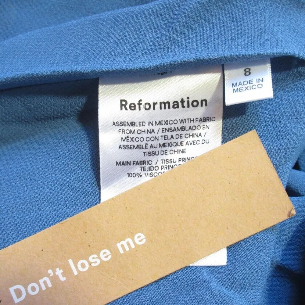 NWT Reformation Juliette Midi in Lazuli Blue Polka Dot Tie Straps Dress 8 - Image 4