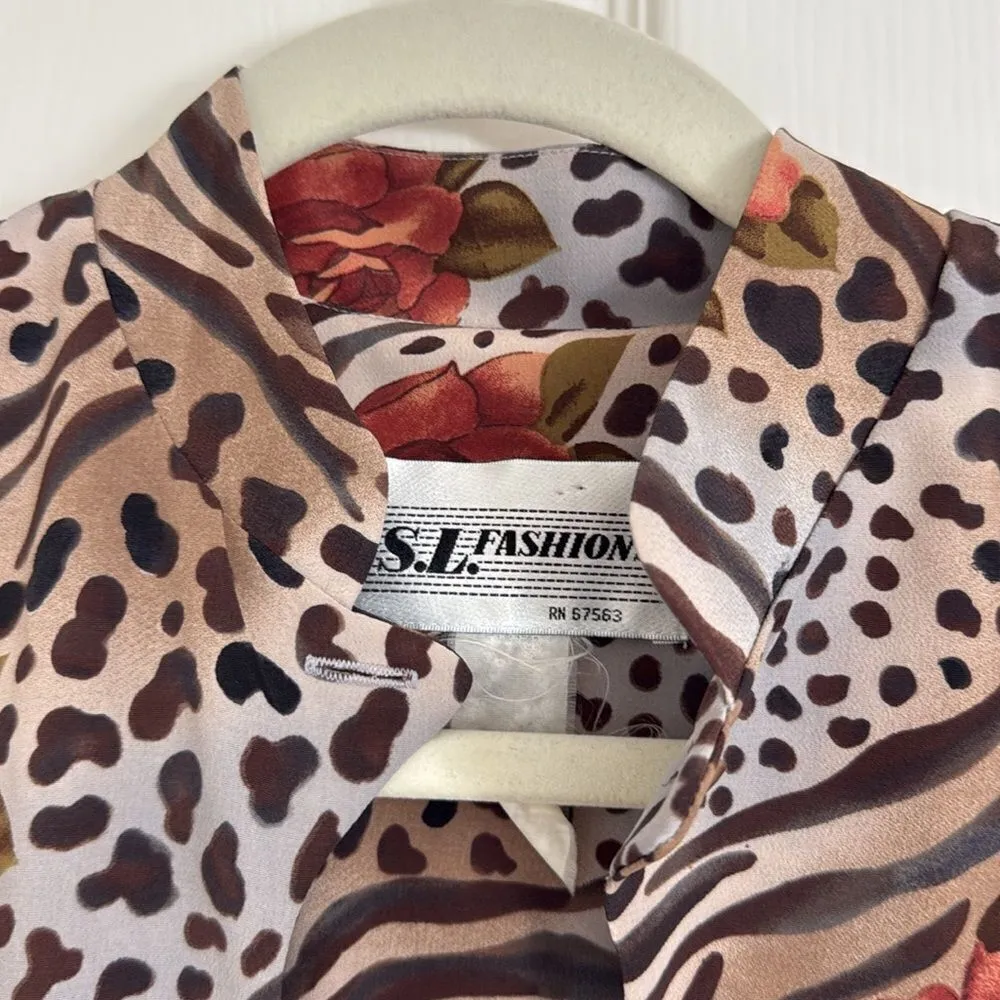 Y2k animal floral print midi dress Brown - Image 4