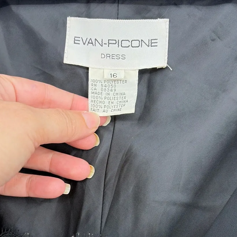 Evan Picone Whimsigoth Dress Sz 12 LBD Coquette Y2K Chiffon Lace Glam Romantic - Image 9