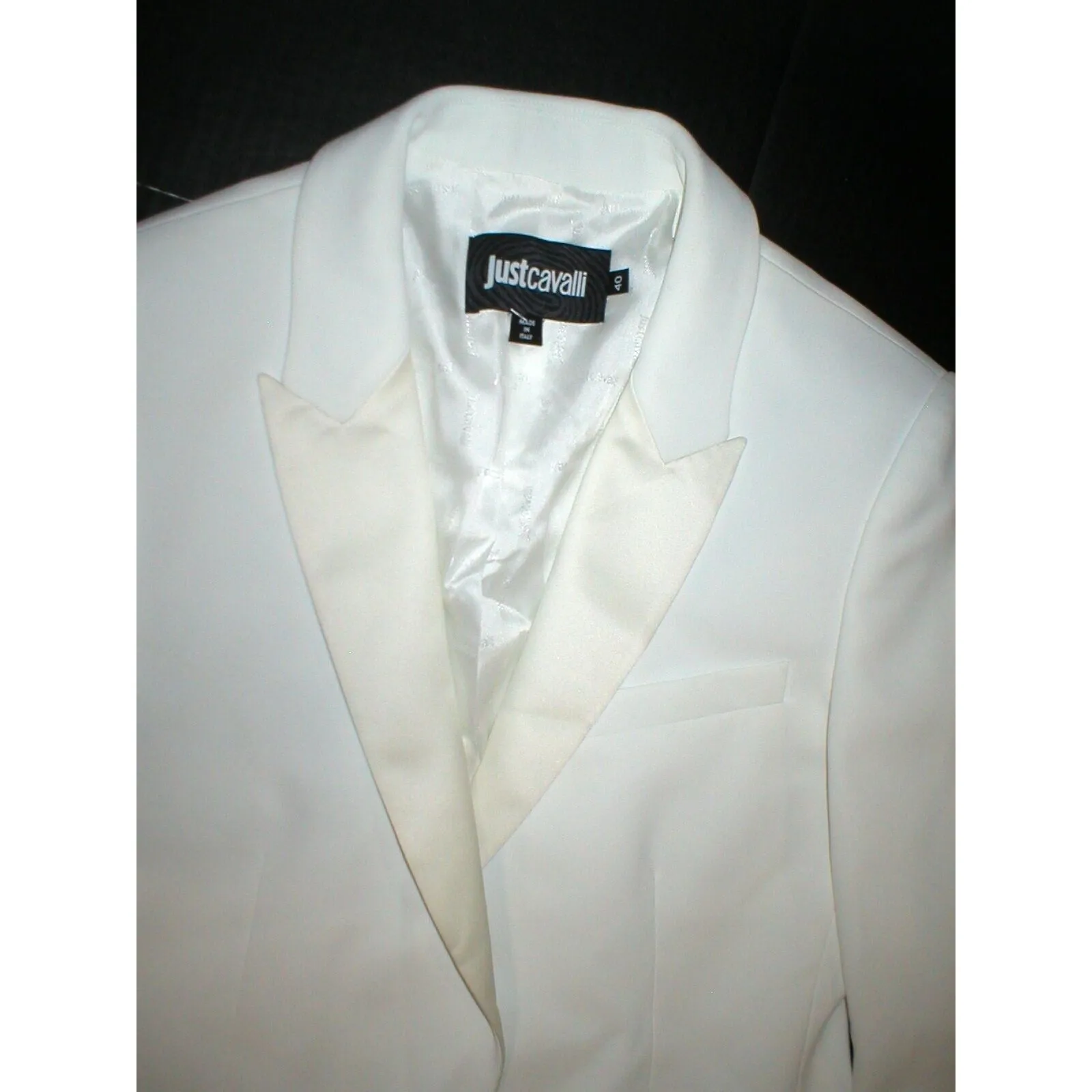 NWT New Womens 4 6 Designer Just Cavalli White Blazer Jacket 40 Italy Tuxedo - Image 3