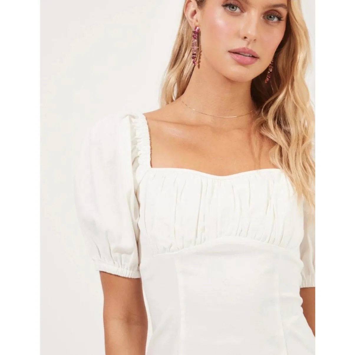 ASTR The‎ Label Women's Wendy Puff Sleeve Mini Dress White Size S - Image 3