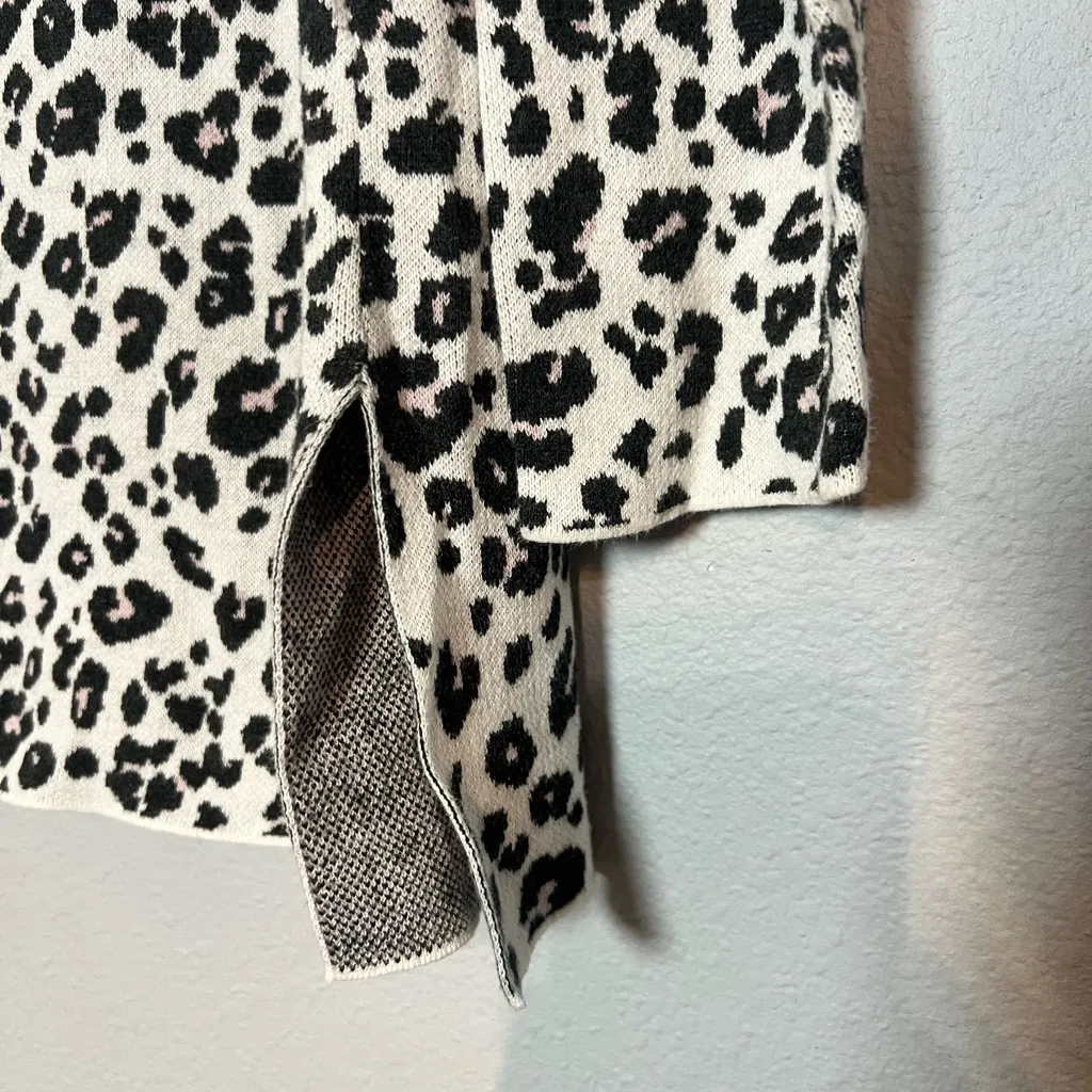 Loft Mockneck Sweater Cheetah Black Cream Leopard Cotton Size XL Cotton - Image 10