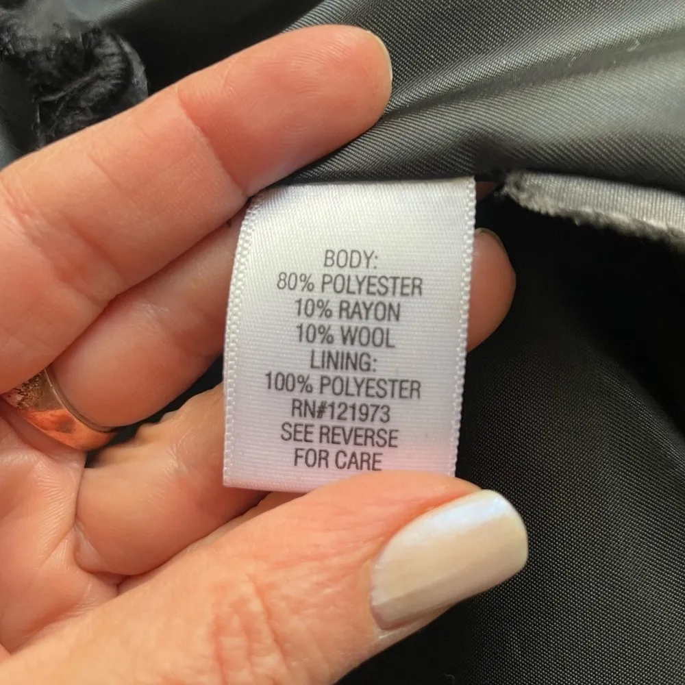 Simply Vera Vera Wang Women’s Black Wool Blend Trench Swing Coat Sz M - Image 7