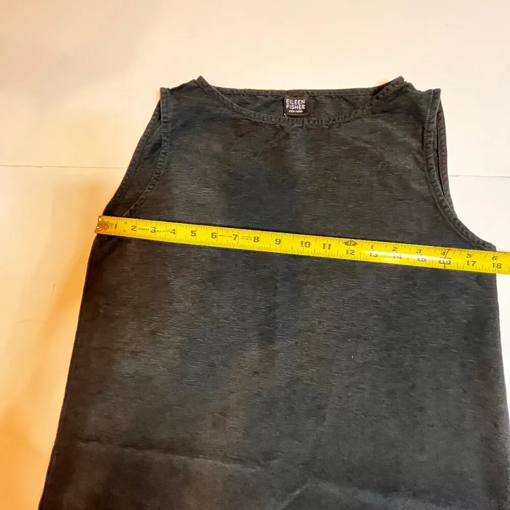 Eileen Fisher Black 100% Silk Sleeveless Shift Dress S Minimalist Quiet Luxury - Image 7