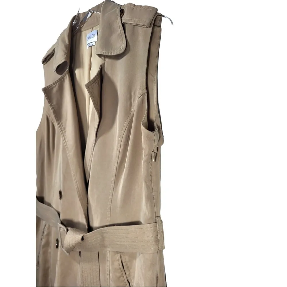 SAYLOR Briella Sleeveless Belted Button Up Trench Mini Dress in Khaki Tan - Image 9