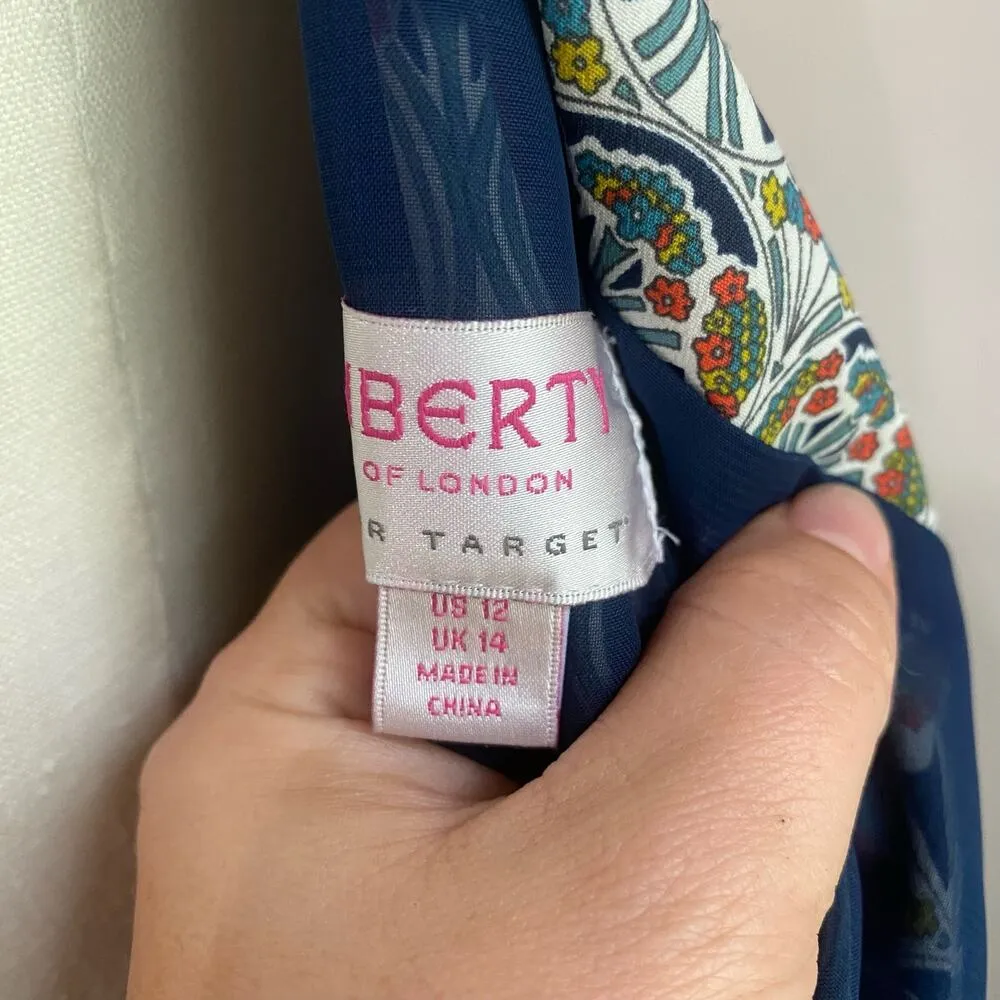 Liberty of London For Target Sleeveless Floral Ruffle Dress Blue Size 12 - Image 4