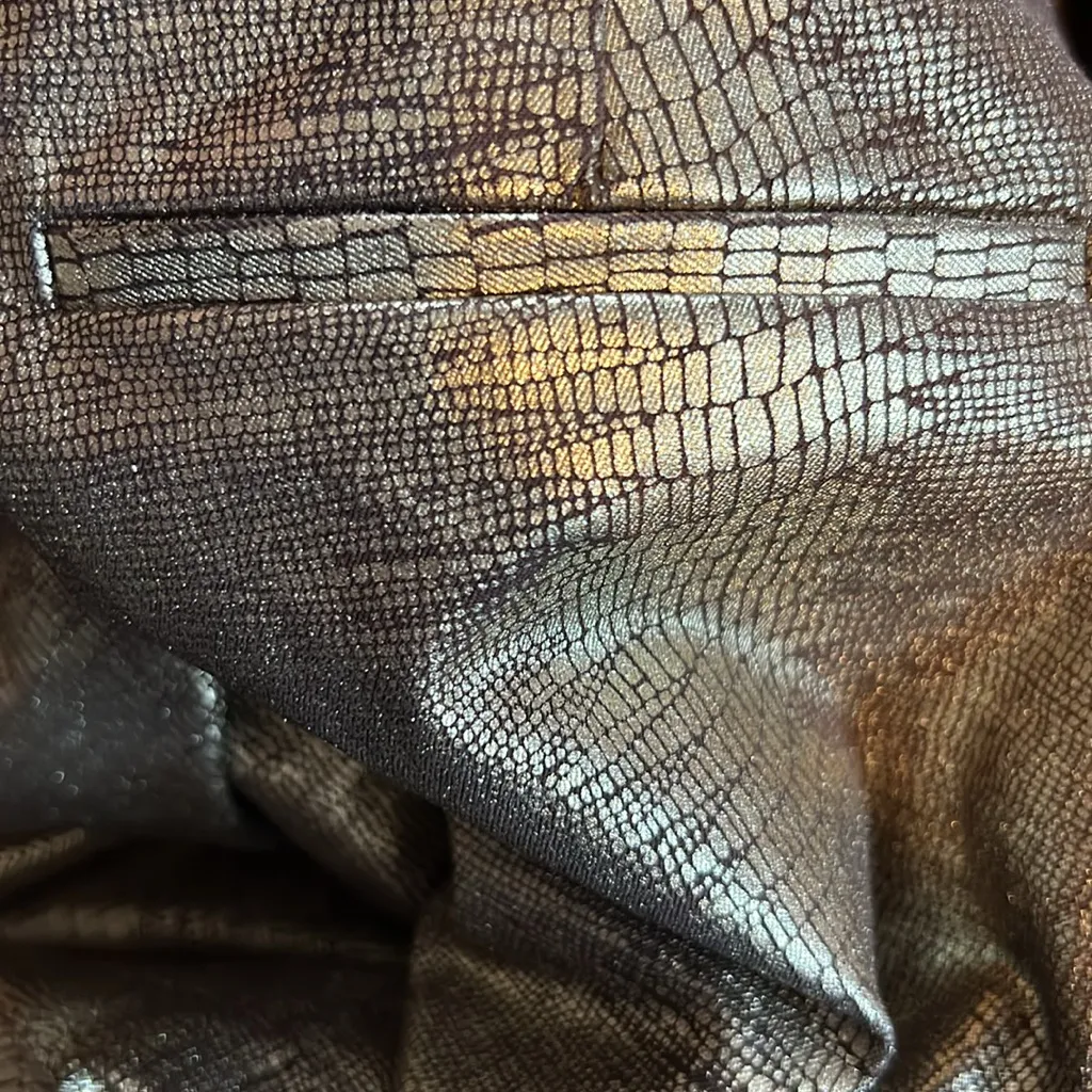 Alfani Size 8 Gold Metallic Snake Animal Print Straight Leg Pants Faux Pockets - Image 6