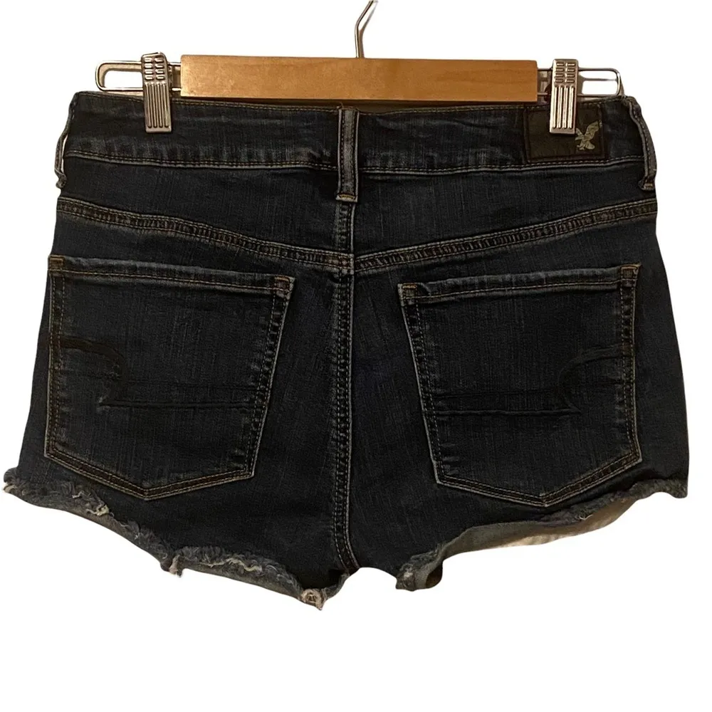 American Eagle Outfitters Hi Rise Super Stretch Shortie raw hem denim shorts‎ 6 - Image 3