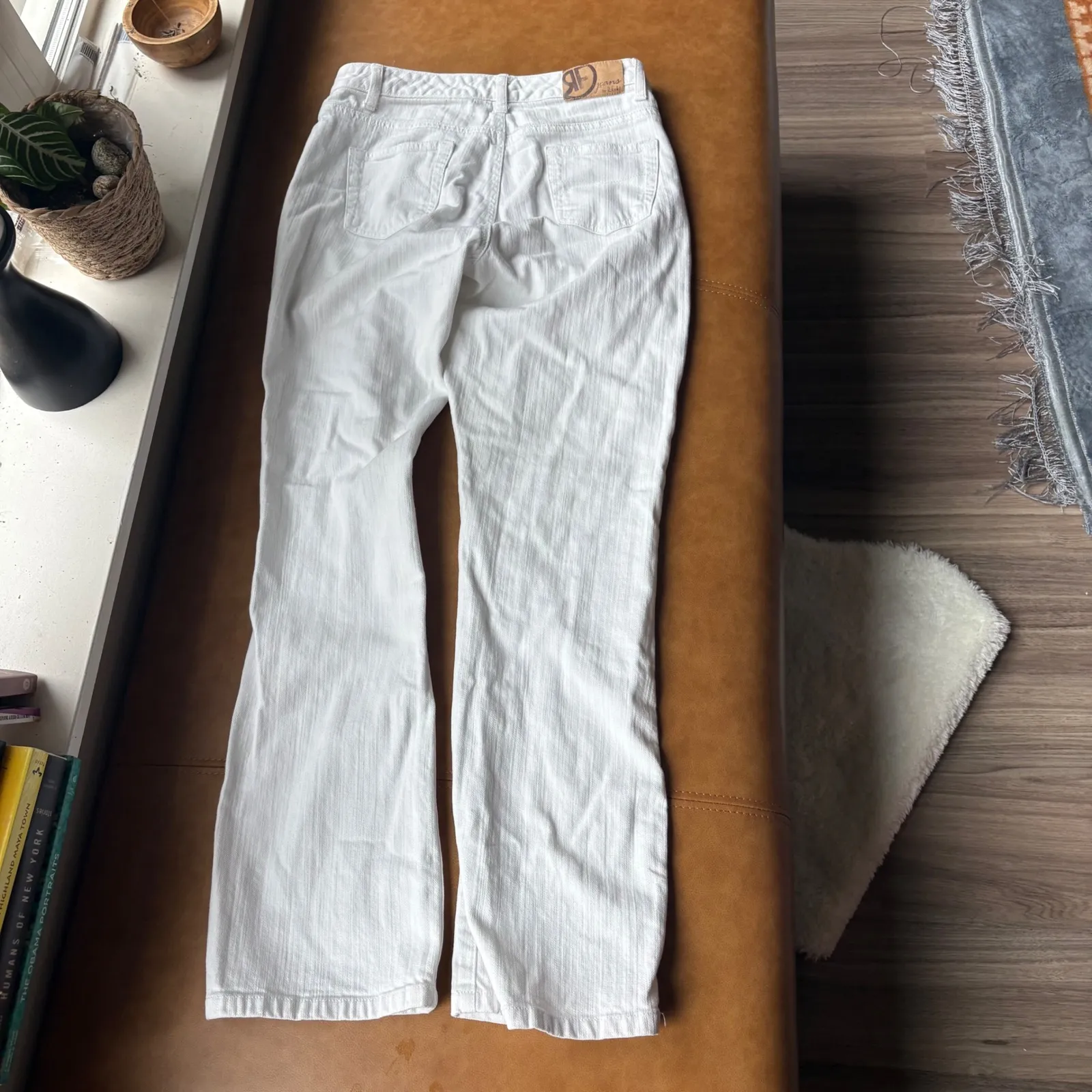 RF Jeans by Rolusio White Flare Jeans Size 6 Cotton Blend Stretch Bootcut - Image 7