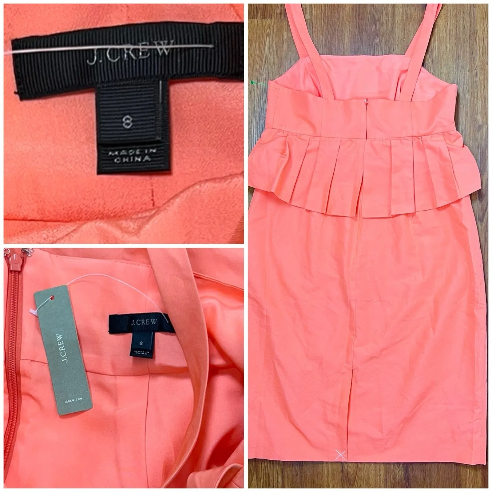J. Crew 8 Peplum Sheath Dress Classic Faille Silk/ Cotton Blend Peach Color Orange - Image 4
