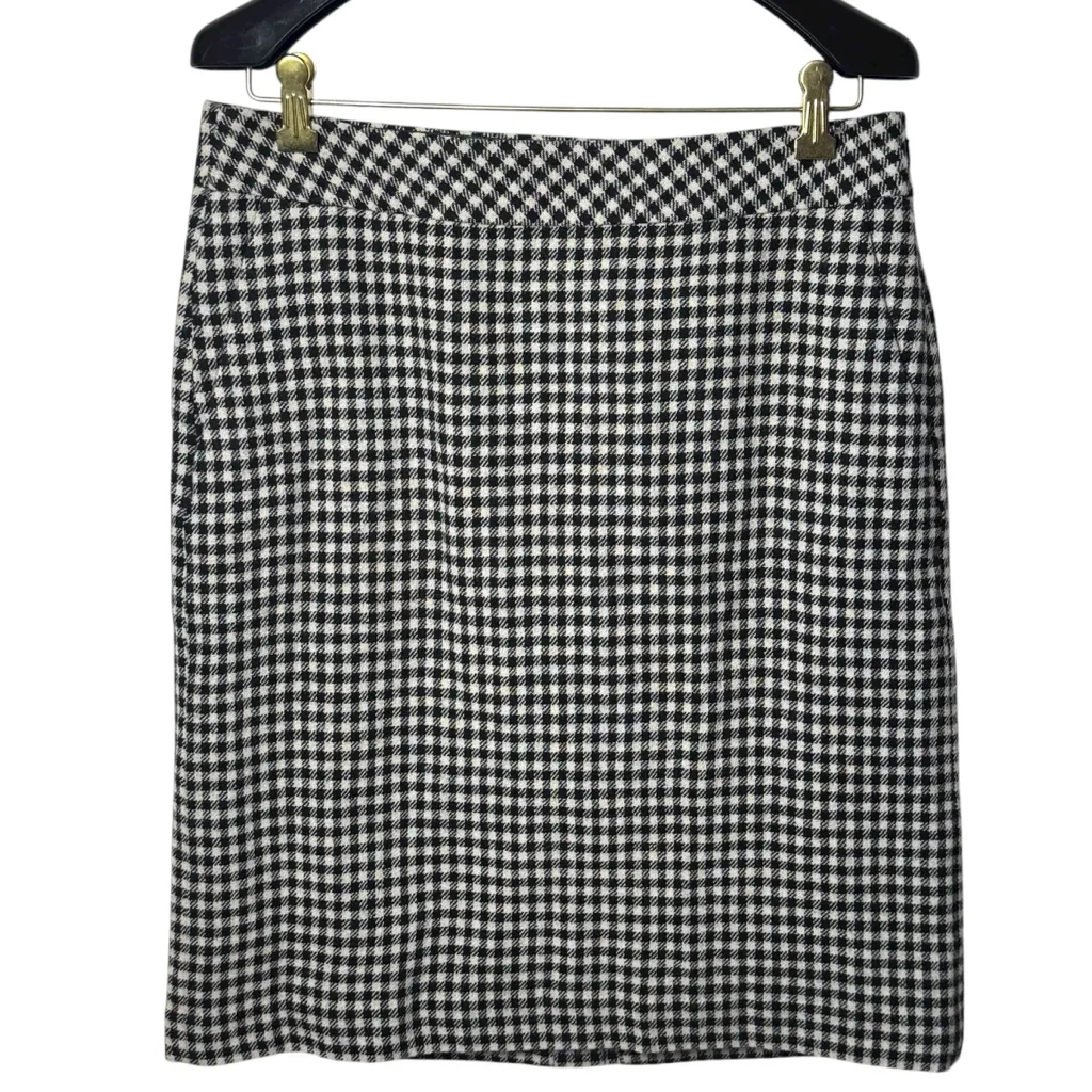 NEW Eddie Baeur Ivory Black Check Wool Blend Holiday Skirt Cozy Capsule Chic 6 - Image 2