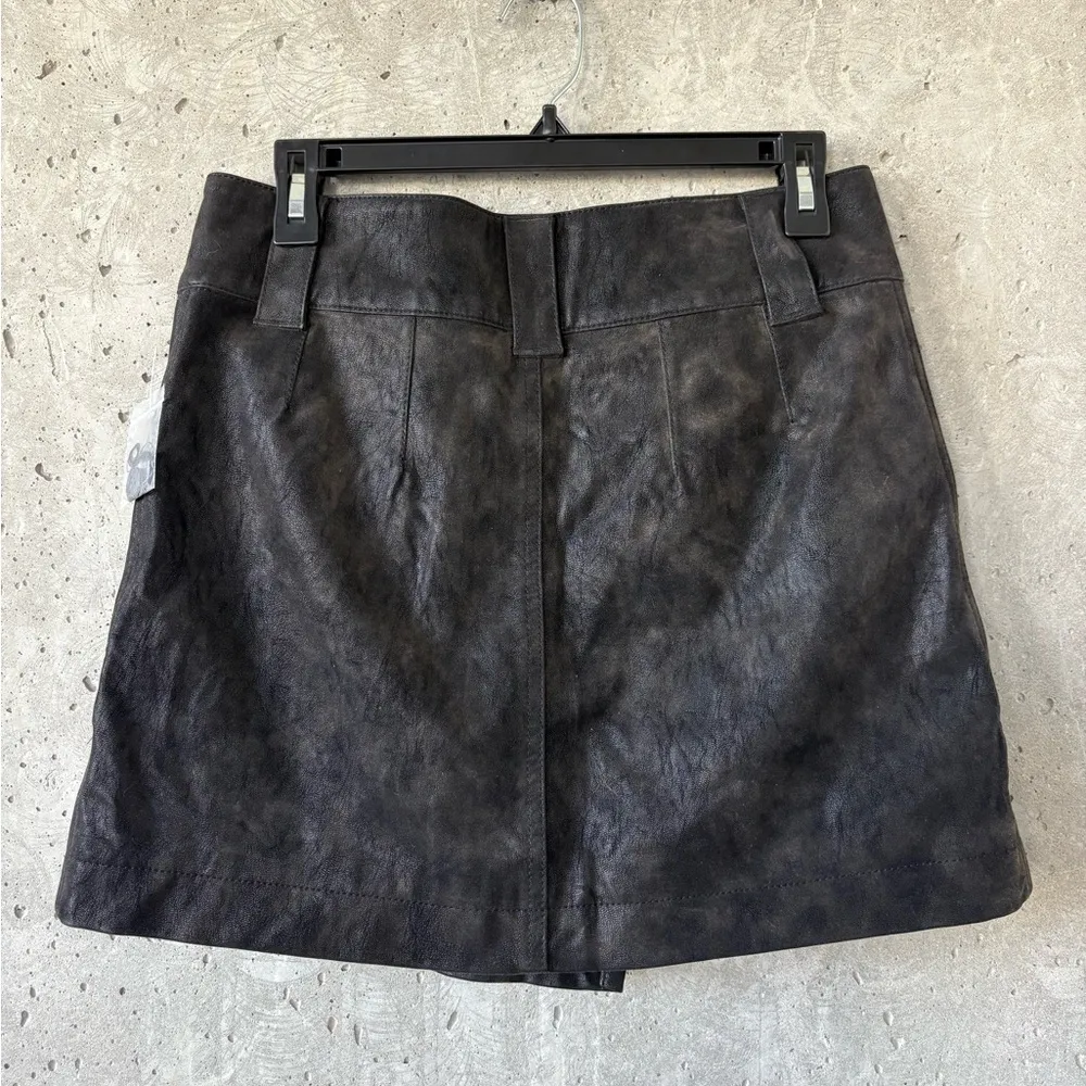 Free People Faux Leather Skirt with Zipper Details - Image 2