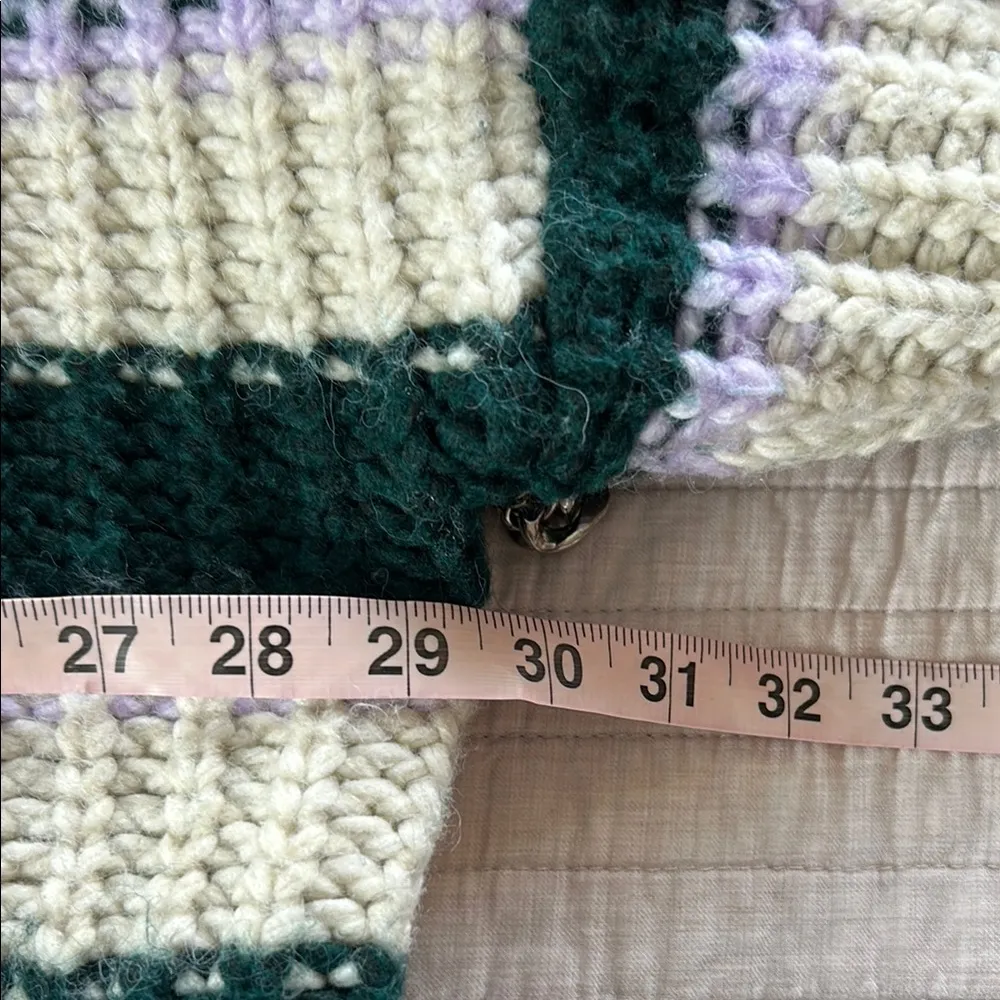 Aerie offline green cream striped chunky knit oversized comfy lounge sweater XXL - Image 14