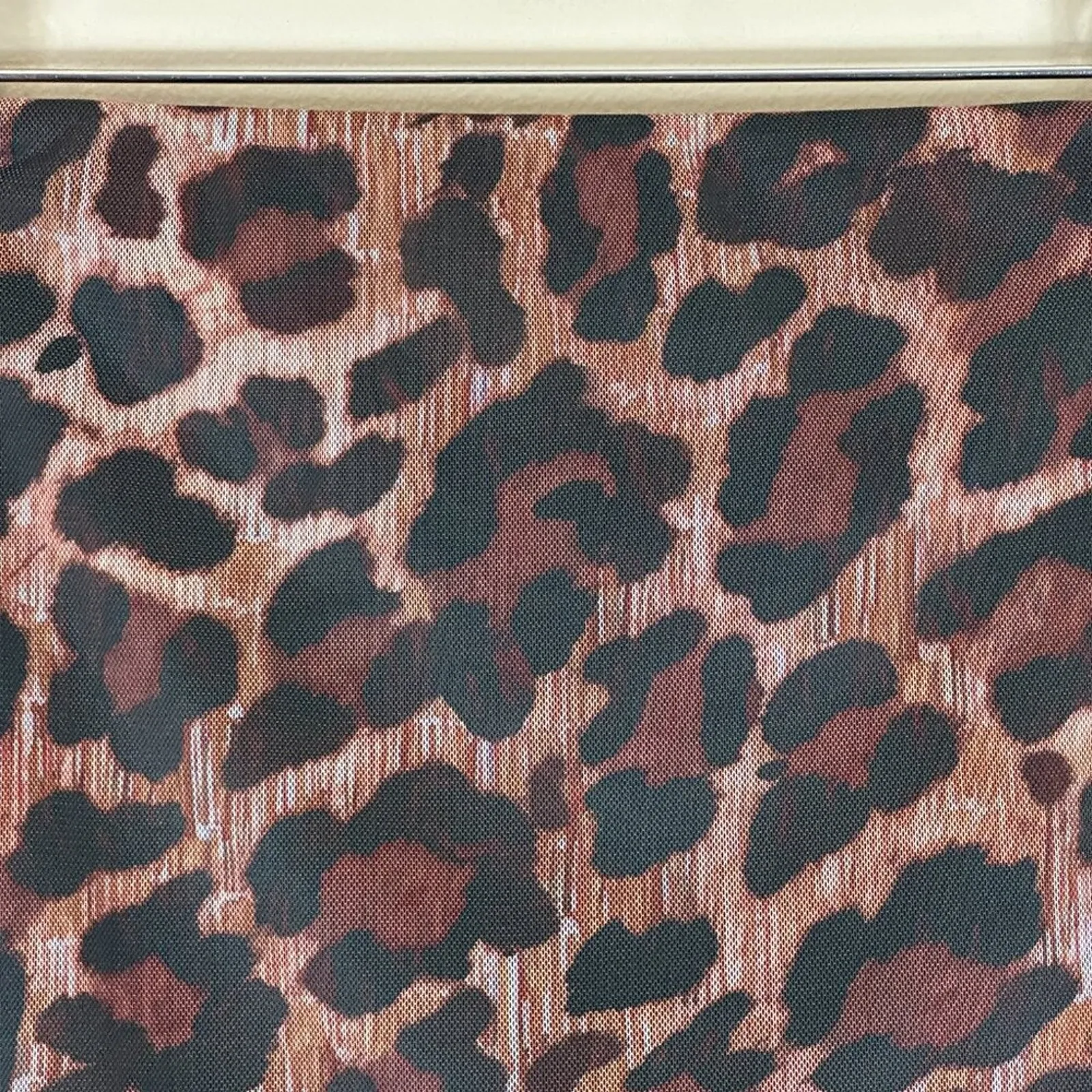 NWT PrettyLittleThing Micro Mini Skirt Womens 2 Brown Leopard Print Mesh Y2K - Image 3