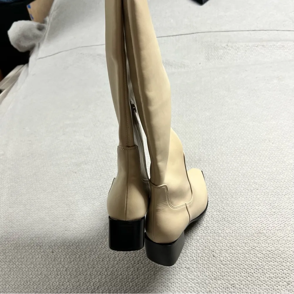 Marc Fisher Noemi Leather Over-The-Knee Boots in Ivory White Size 7 NWOT - Image 6