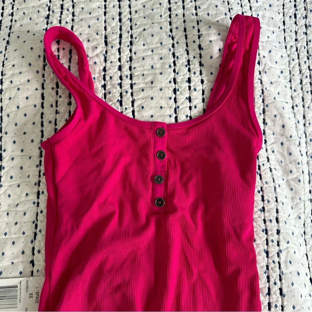 L*Space Bougainvillea One Piece Henley Swimsuit Hot Pink XS - Image 9