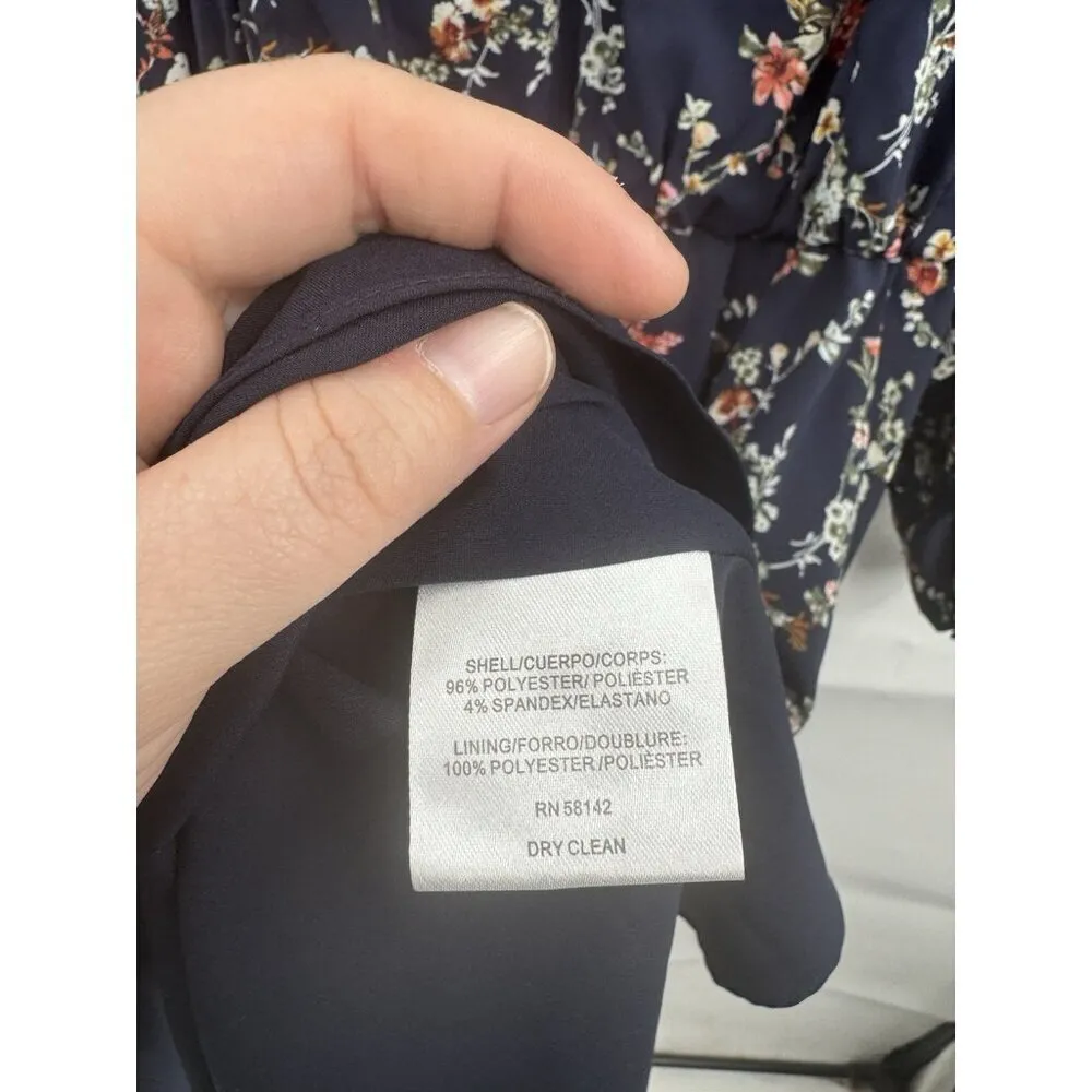 Gal Meets Glam Bonnie Floral Blouson Dress Women 8 Navy Blue Peasant Cottage - Image 5