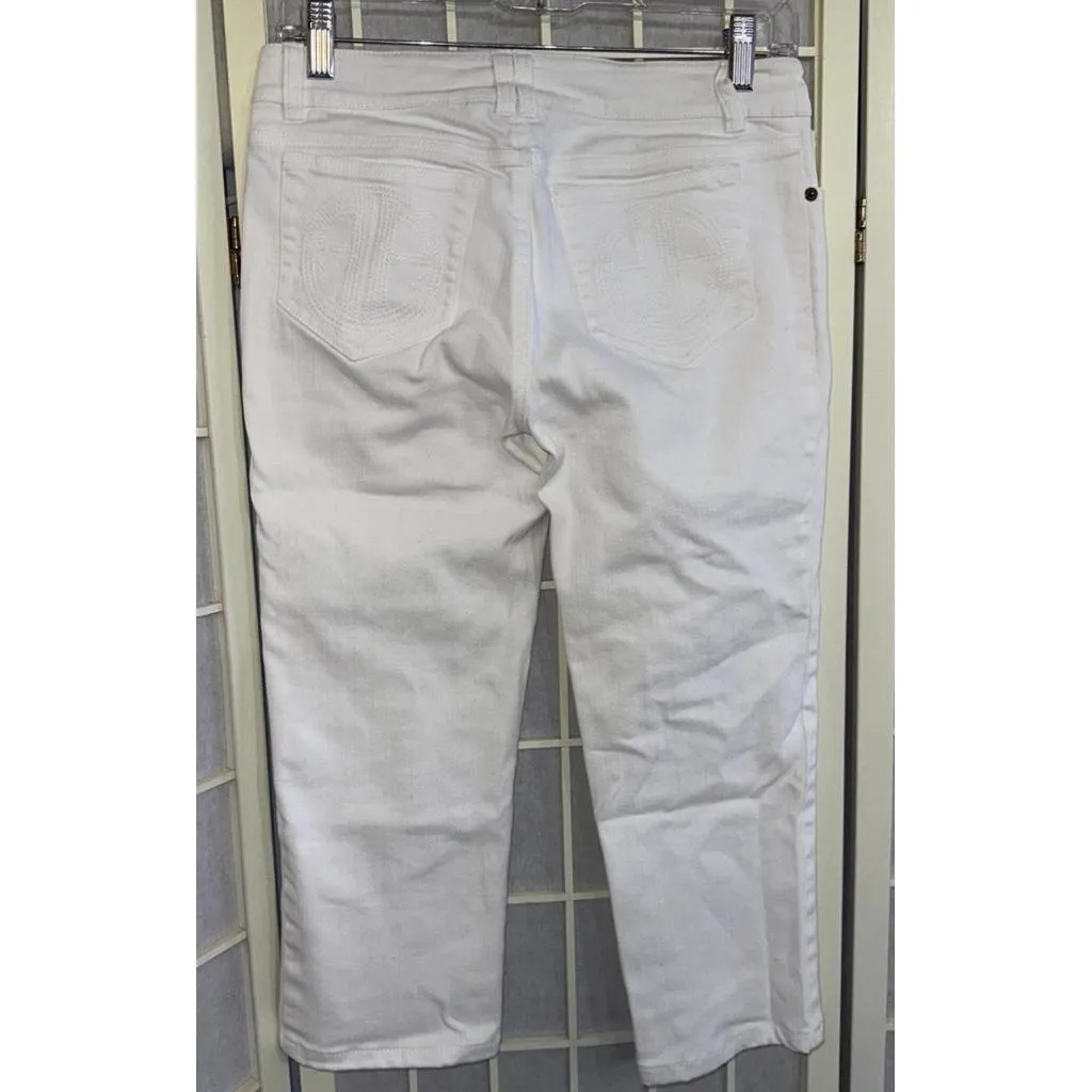 Lilly Pulitzer Palm Beach Fit Minimalist White Capri Pants Preppy Resort Wear 0 - Image 2