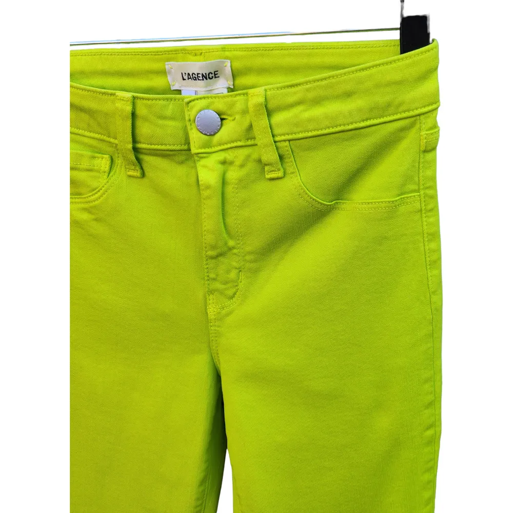 NWT L'AGENCE Womens Size 25 Margot High-Rise Ankle Skinny Neon Green Jeans - Image 3