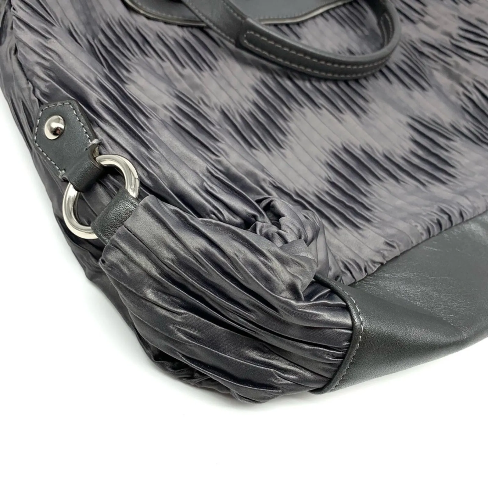 COACH #F20050 Ashley Gathered Carryall Satchel Bag Grey Satin - Image 5