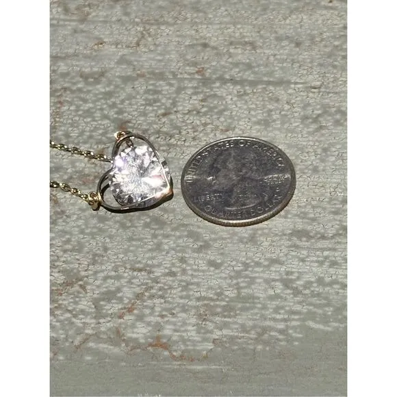 Sparkling Swarovski Crystal Heart Pendant Necklace Gold Tone Dainty Chain - Image 6