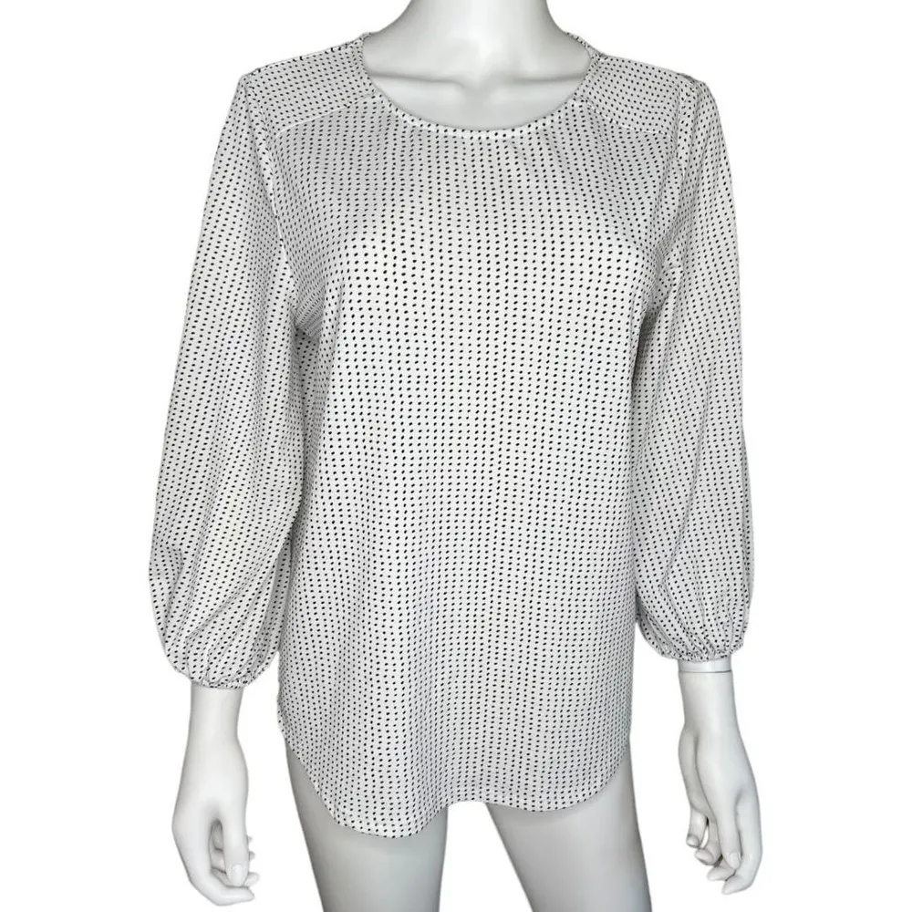 Adrianna Papell white with Black Polka Dots Blouse Size M​​​​​​​ - Image 2