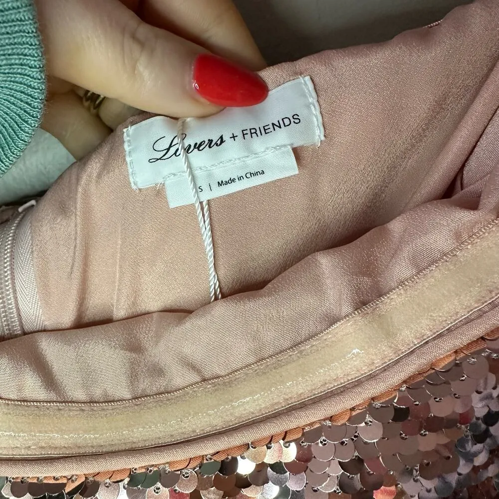 Lovers + Friends Knoll Mini Dress Rose Pink Sequins Strapless Bodycon Size S NWT - Image 10