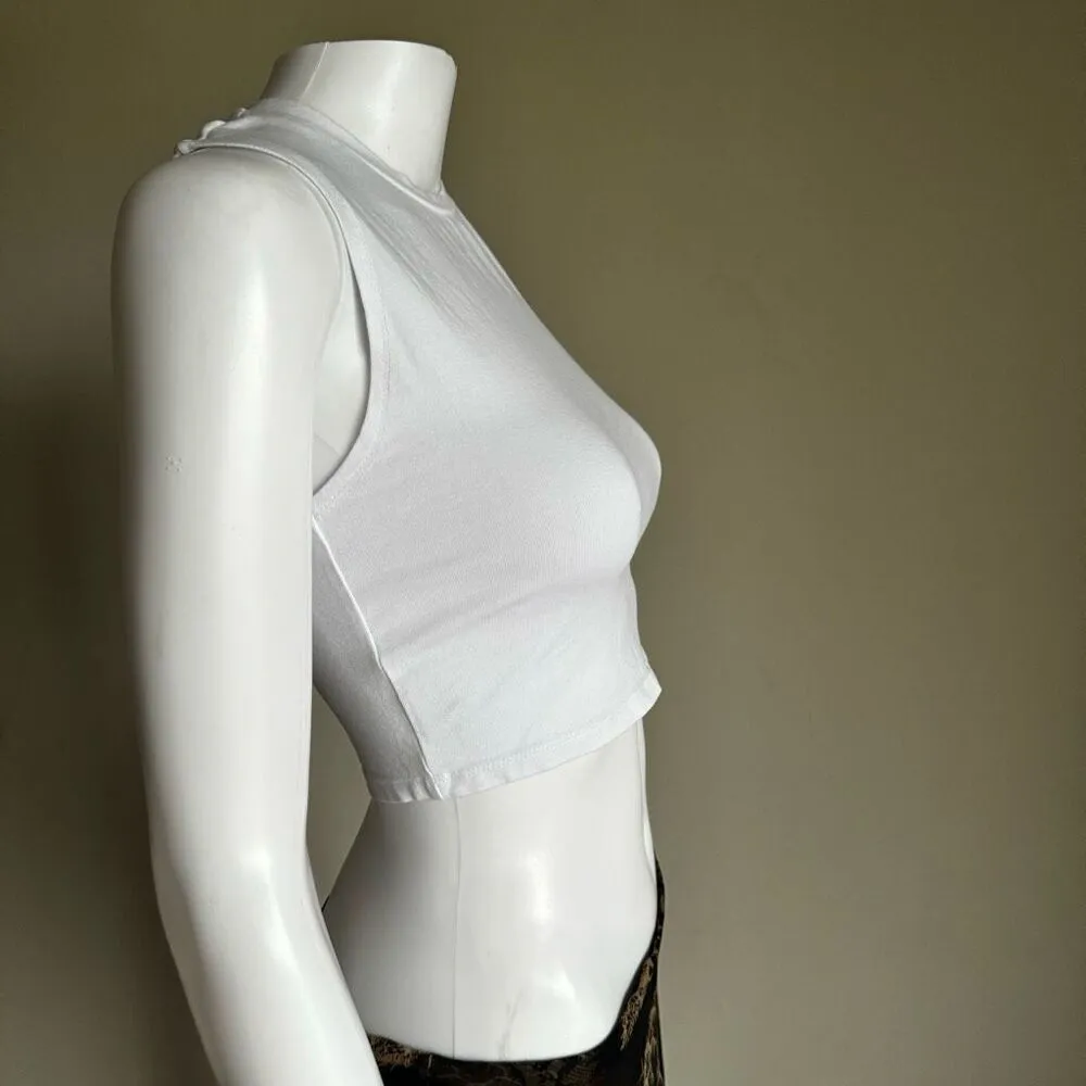 Zara White Fitted Crop Top - Image 3