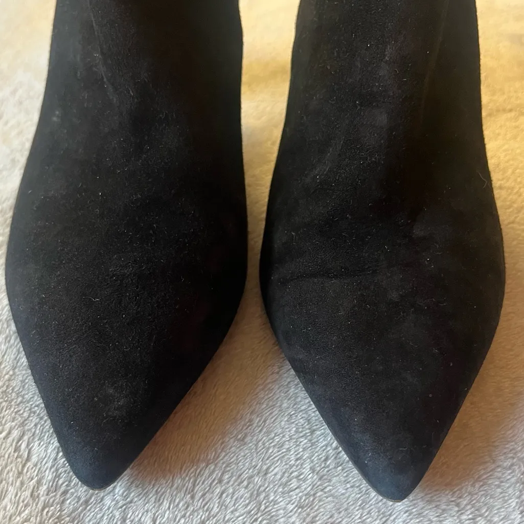 Aquatalia Black Leather and Suede Heeled Ankle Booties Size 8 - Image 3