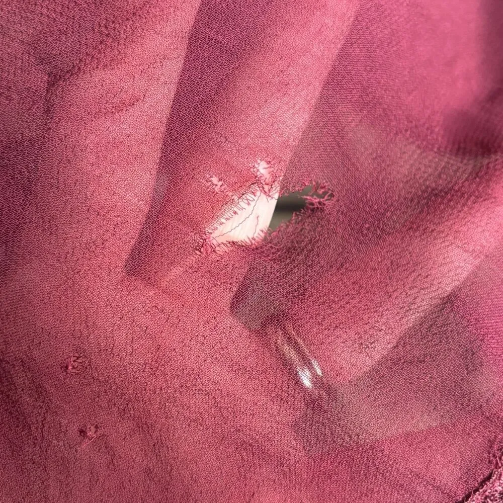 Vintage 90s Nostalgia Burgundy Lace Overlay Dress Short Sleeve Medium Midi Red - Image 10