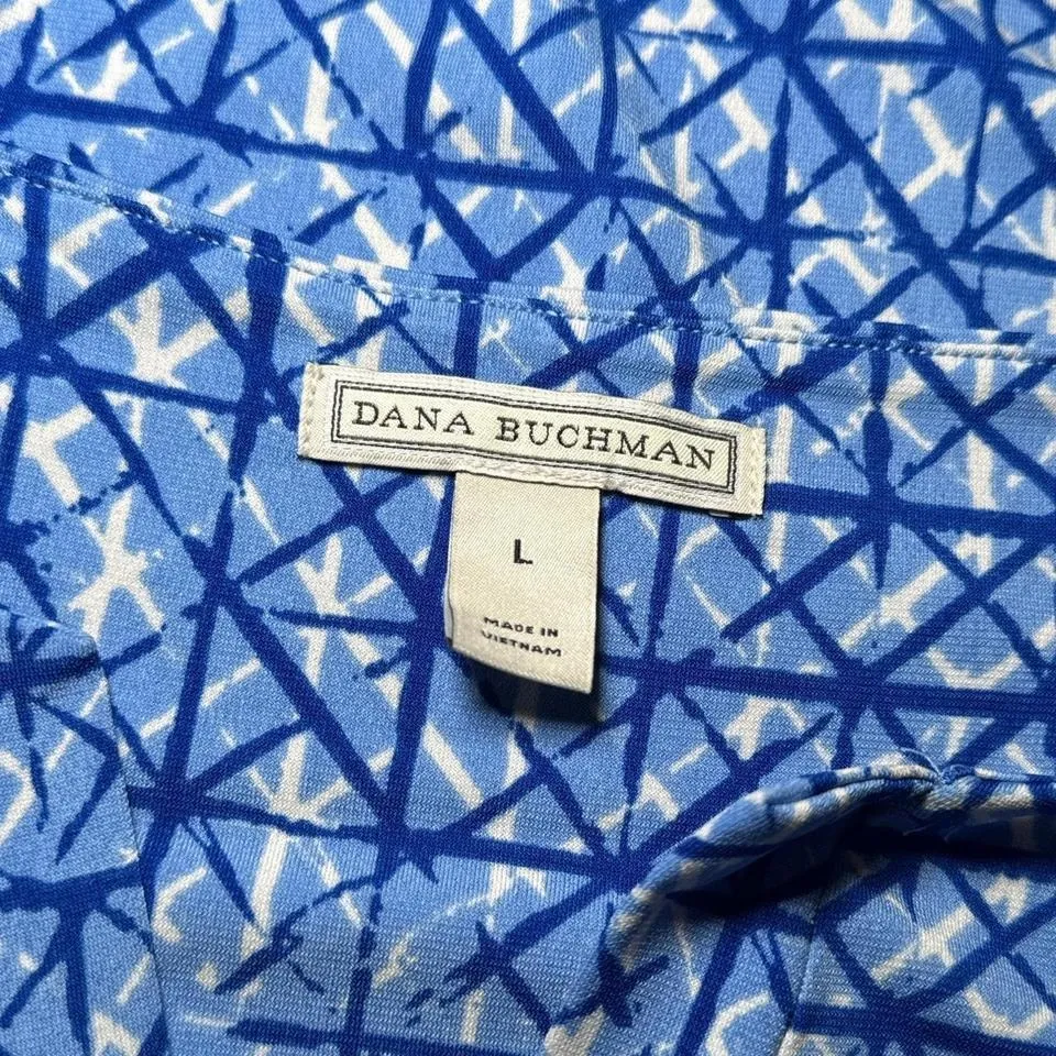 Dana Buchman Women's Blue White Casual Short‎ Sleeve Dress Size Large - Image 7