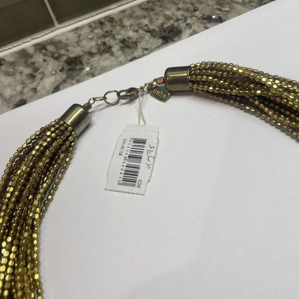 NWT Statement Costume Beaded Necklace Bead Clear / Gold Tone Signed Tasha - Image 8