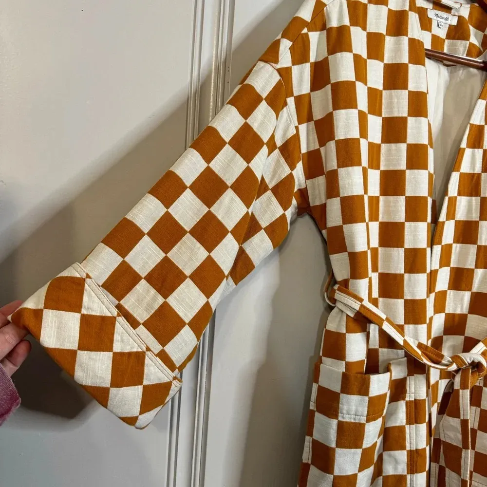 Madewell Brown and White Checkered Jacket - Image 7