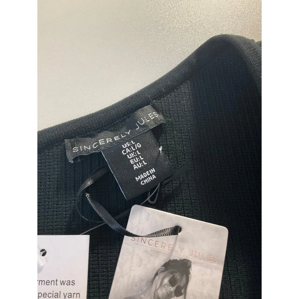 One-Shoulder Ribbed Knit Dress By Sincerely Jules Bodycon short classic party L - Image 2