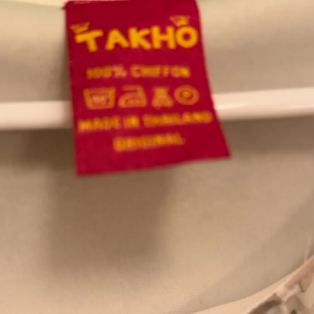 TAKHO Women's Chiffon Floral Print Tunic Dress Mini Sleeves White Size L - Image 6