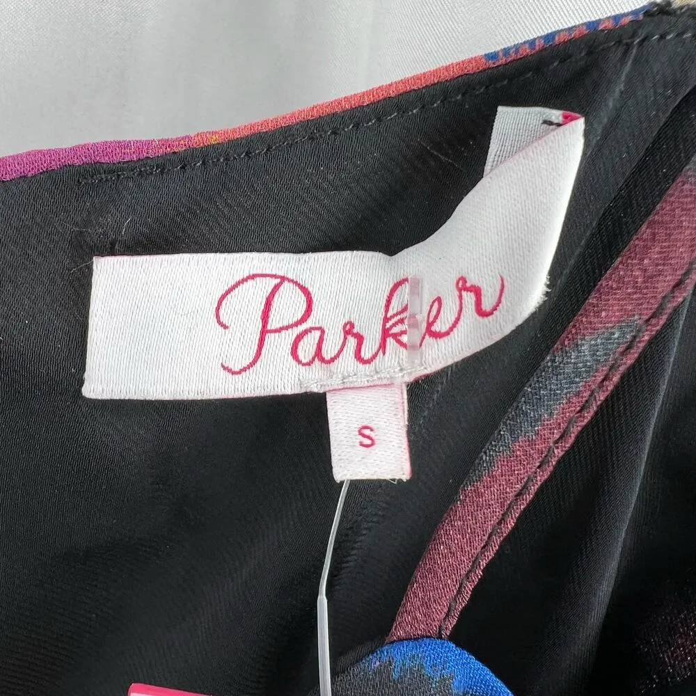 Parker  Top Small Multicolor Silk Blend Peplum New - Image 7