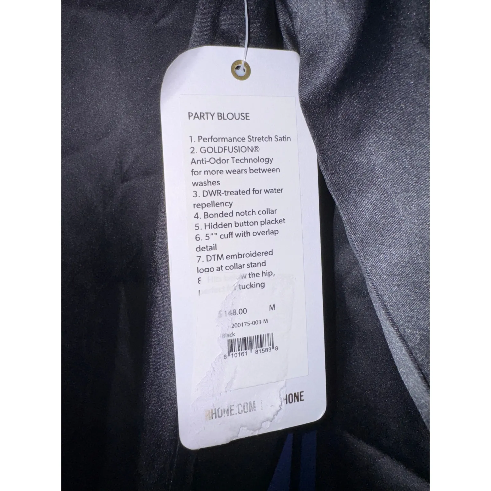 New Rhone Party Satin Blouse Women's Medium Work Event Old Money Quiet Luxury Black - Image 12